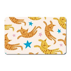 Cute Cats Seamless Pattern With Stars Funny Drawing Kittens Magnet (rectangular) by Jancukart