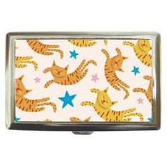 Cute Cats Seamless Pattern With Stars Funny Drawing Kittens Cigarette Money Case