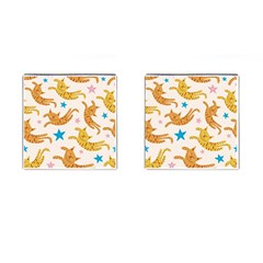 Cute Cats Seamless Pattern With Stars Funny Drawing Kittens Cufflinks (square)