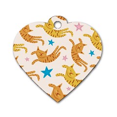 Cute Cats Seamless Pattern With Stars Funny Drawing Kittens Dog Tag Heart (two Sides)