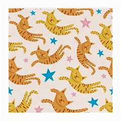 Cute Cats Seamless Pattern With Stars Funny Drawing Kittens Medium Glasses Cloth (2 Sides)