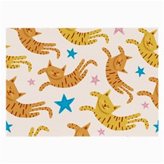 Cute Cats Seamless Pattern With Stars Funny Drawing Kittens Large Glasses Cloth