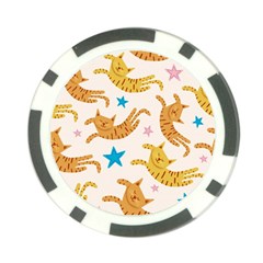 Cute Cats Seamless Pattern With Stars Funny Drawing Kittens Poker Chip Card Guard