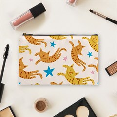 Cute Cats Seamless Pattern With Stars Funny Drawing Kittens Cosmetic Bag (medium) by Jancukart