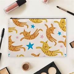 Cute Cats Seamless Pattern With Stars Funny Drawing Kittens Cosmetic Bag (large) by Jancukart