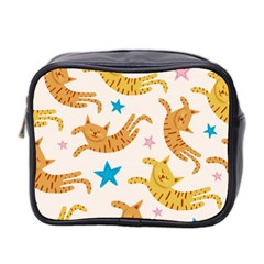 Cute Cats Seamless Pattern With Stars Funny Drawing Kittens Mini Toiletries Bag (two Sides)