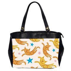 Cute Cats Seamless Pattern With Stars Funny Drawing Kittens Oversize Office Handbag (2 Sides)