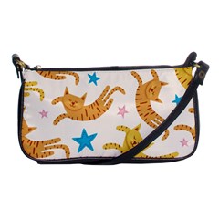 Cute Cats Seamless Pattern With Stars Funny Drawing Kittens Shoulder Clutch Bag by Jancukart