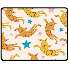 Cute Cats Seamless Pattern With Stars Funny Drawing Kittens Fleece Blanket (medium) 