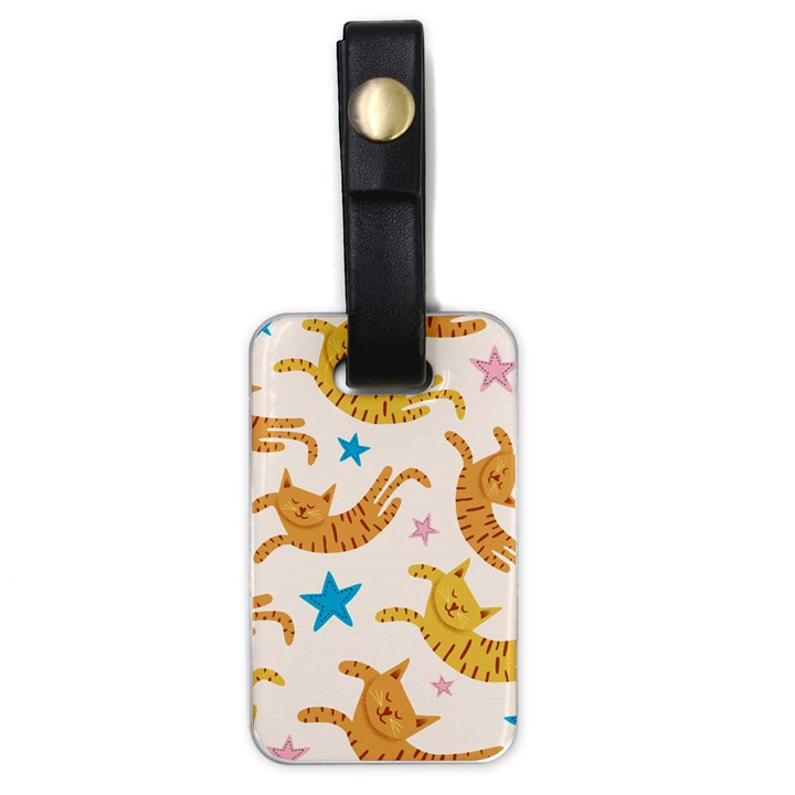 Cute Cats Seamless Pattern With Stars Funny Drawing Kittens Luggage Tag (one side)