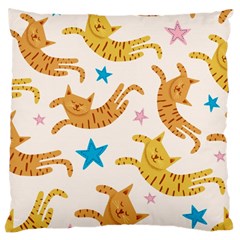 Cute Cats Seamless Pattern With Stars Funny Drawing Kittens Large Cushion Case (one Side)