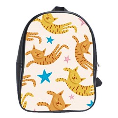 Cute Cats Seamless Pattern With Stars Funny Drawing Kittens School Bag (xl) by Jancukart