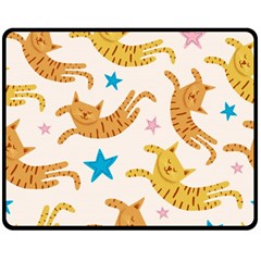 Cute Cats Seamless Pattern With Stars Funny Drawing Kittens Double Sided Fleece Blanket (medium)  by Jancukart