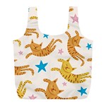 Cute Cats Seamless Pattern With Stars Funny Drawing Kittens Full Print Recycle Bag (L) Front