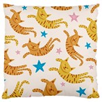 Cute Cats Seamless Pattern With Stars Funny Drawing Kittens Large Flano Cushion Case (Two Sides) Front