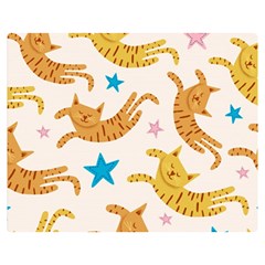 Cute Cats Seamless Pattern With Stars Funny Drawing Kittens Double Sided Flano Blanket (medium) 