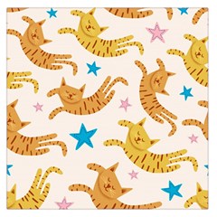 Cute Cats Seamless Pattern With Stars Funny Drawing Kittens Square Satin Scarf (36  X 36 )