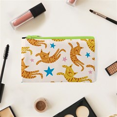 Cute Cats Seamless Pattern With Stars Funny Drawing Kittens Cosmetic Bag (xs)