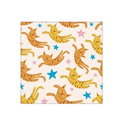 Cute Cats Seamless Pattern With Stars Funny Drawing Kittens Satin Bandana Scarf 22  X 22 