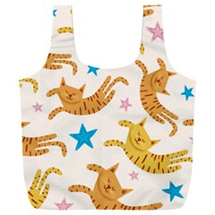 Cute Cats Seamless Pattern With Stars Funny Drawing Kittens Full Print Recycle Bag (xxxl) by Jancukart