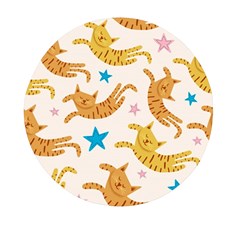 Cute Cats Seamless Pattern With Stars Funny Drawing Kittens Mini Round Pill Box (pack Of 5) by Jancukart