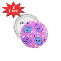 Seamless Pattern With Cute Kawaii Kittens 1 75  Buttons (10 Pack)