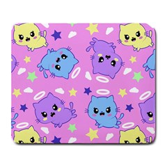 Seamless Pattern With Cute Kawaii Kittens Large Mousepads