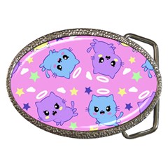 Seamless Pattern With Cute Kawaii Kittens Belt Buckles