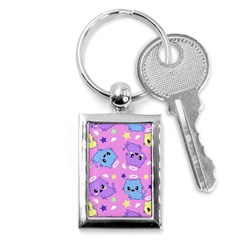 Seamless Pattern With Cute Kawaii Kittens Key Chain (rectangle)