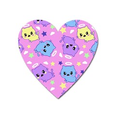 Seamless Pattern With Cute Kawaii Kittens Heart Magnet