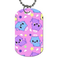 Seamless Pattern With Cute Kawaii Kittens Dog Tag (two Sides)