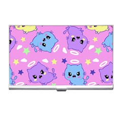 Seamless Pattern With Cute Kawaii Kittens Business Card Holder