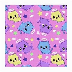 Seamless Pattern With Cute Kawaii Kittens Medium Glasses Cloth (2 Sides)