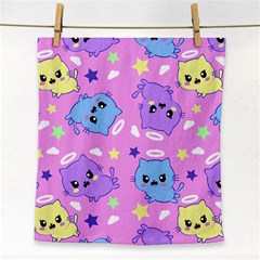 Seamless Pattern With Cute Kawaii Kittens Face Towel