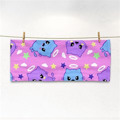 Seamless Pattern With Cute Kawaii Kittens Hand Towel