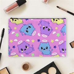 Seamless Pattern With Cute Kawaii Kittens Cosmetic Bag (large)