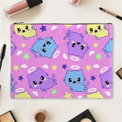 Seamless Pattern With Cute Kawaii Kittens Cosmetic Bag (xl)