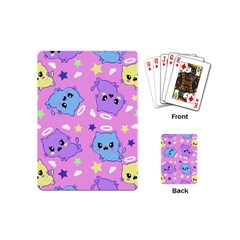 Seamless Pattern With Cute Kawaii Kittens Playing Cards Single Design (mini)