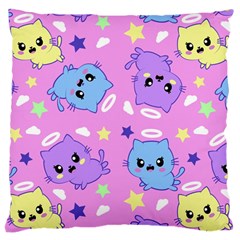 Seamless Pattern With Cute Kawaii Kittens Large Cushion Case (one Side)