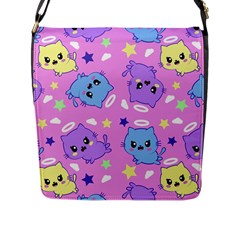 Seamless Pattern With Cute Kawaii Kittens Flap Closure Messenger Bag (l) by Jancukart