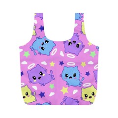 Seamless Pattern With Cute Kawaii Kittens Full Print Recycle Bag (m)