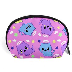 Seamless Pattern With Cute Kawaii Kittens Accessory Pouch (large)