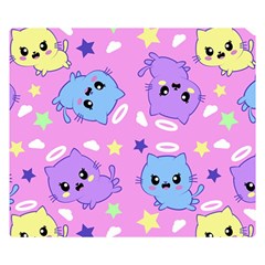 Seamless Pattern With Cute Kawaii Kittens Double Sided Flano Blanket (small) 