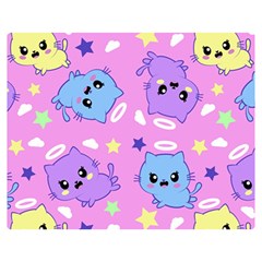 Seamless Pattern With Cute Kawaii Kittens Double Sided Flano Blanket (medium) 