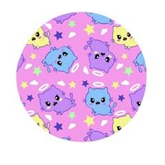 Seamless Pattern With Cute Kawaii Kittens Mini Round Pill Box