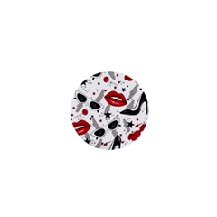 Red Lips Black Heels Pattern 1  Mini Buttons by Jancukart