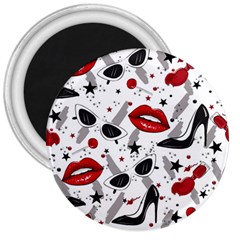 Red Lips Black Heels Pattern 3  Magnets