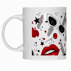 Red Lips Black Heels Pattern White Mug by Jancukart