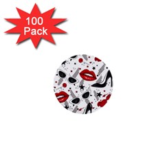 Red Lips Black Heels Pattern 1  Mini Buttons (100 Pack) 