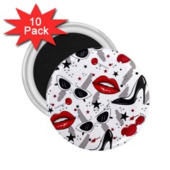 Red Lips Black Heels Pattern 2 25  Magnets (10 Pack) 